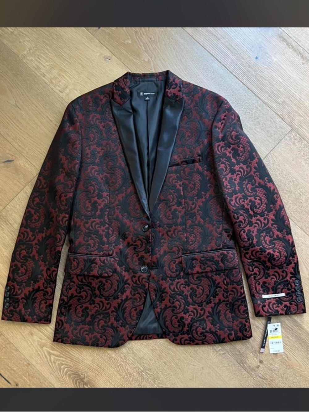 INC Men's Red and Black Brocade Blazer | Men’s Medium | Brand New Unused!